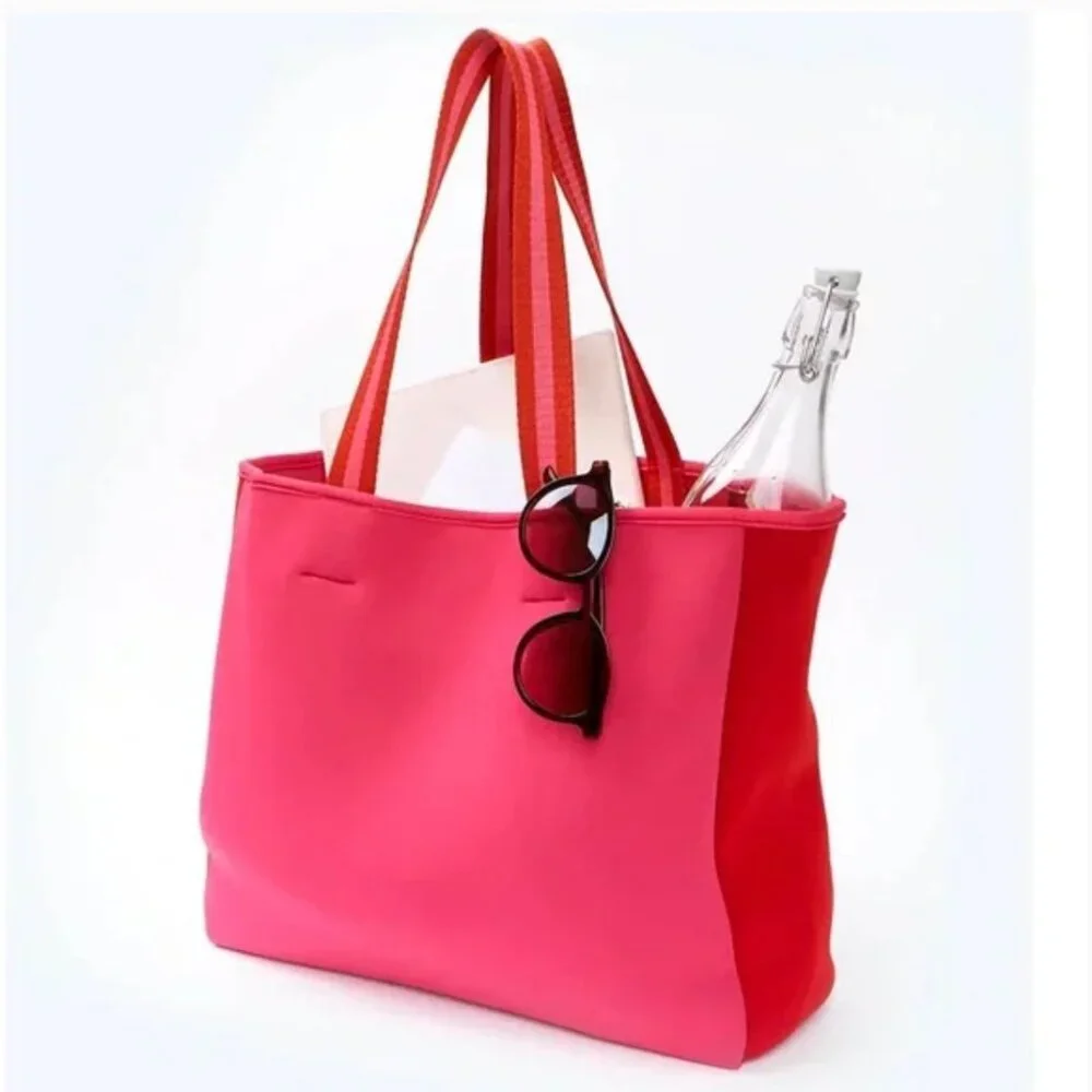 Summersalt Neoprene Beach Tote in Pink/Red NWT